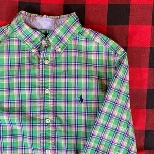 Polo Ralph Lauren Boy’s long sleeve button front shirt size medium 10-12 green